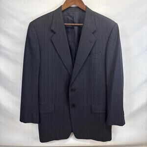 Men’s High-End Hickey-Freeman Boardroom 42R Suit Coat Luxury 100% Wool Grey/Blue